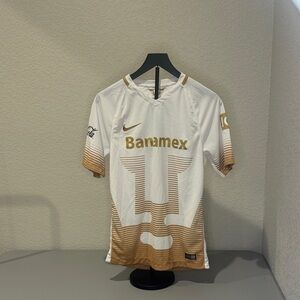 Nike White and Gold Banamex Soccer Shirt